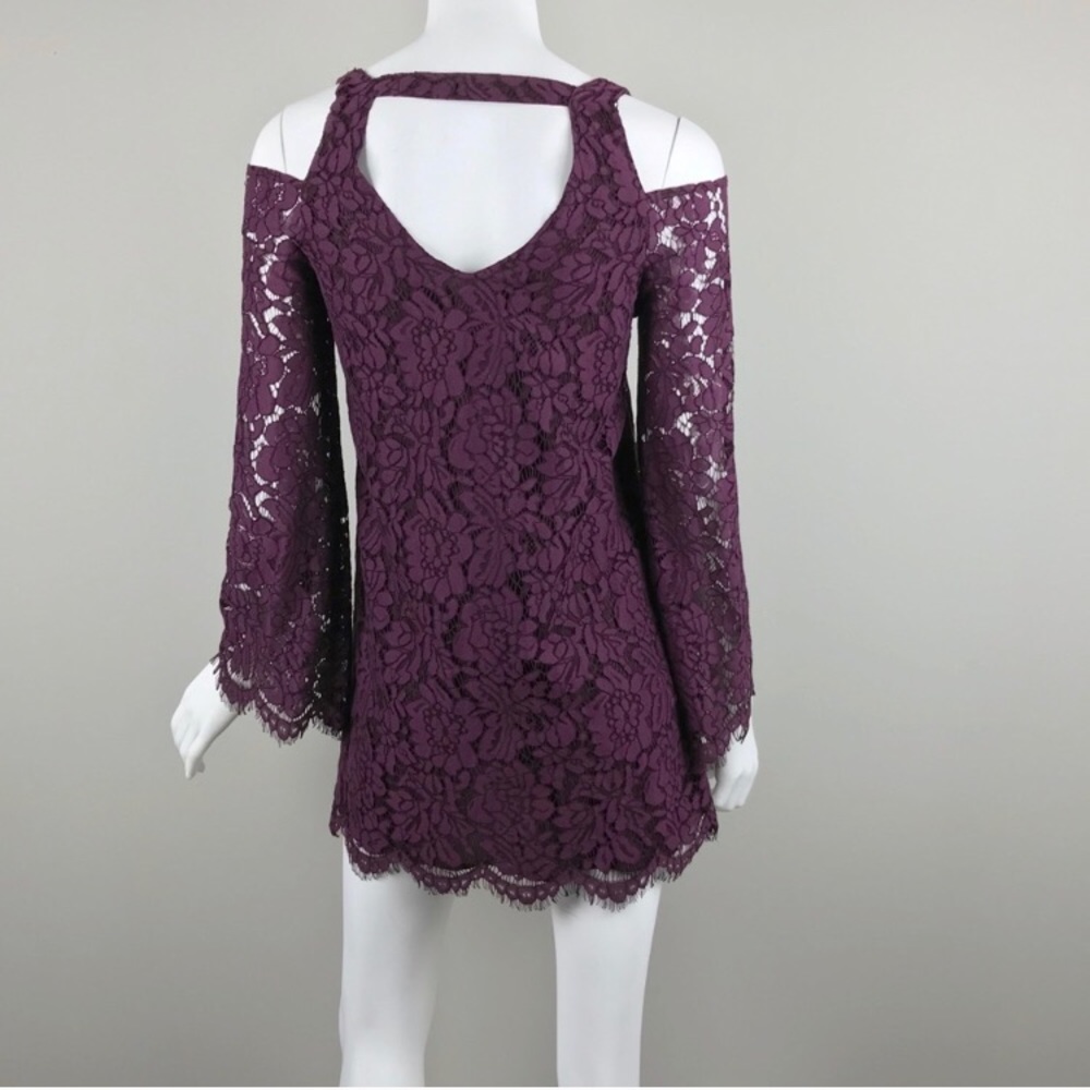 NEW {Chaser} Open Back Bell Sleeve Mini Dress - Picture 7 of 8